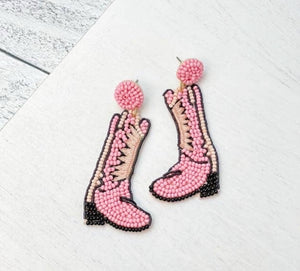 Cowgirl Beaded Boot Dangle Earrings