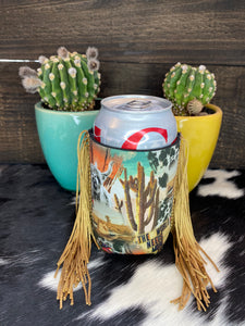 Cactus Fringe Koozie