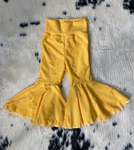 Distressed Yellow Bell Bottoms